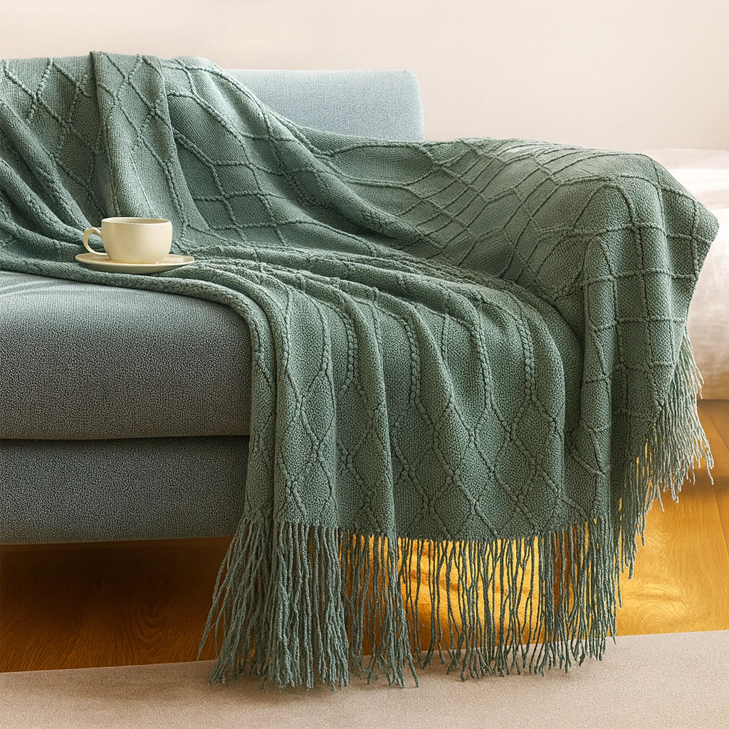 Rhombus Diamond Knit 50" x 60" Throw Blanket