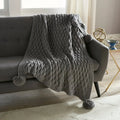 Pom Pom Sweater Knit Throw (Multiple Colors)