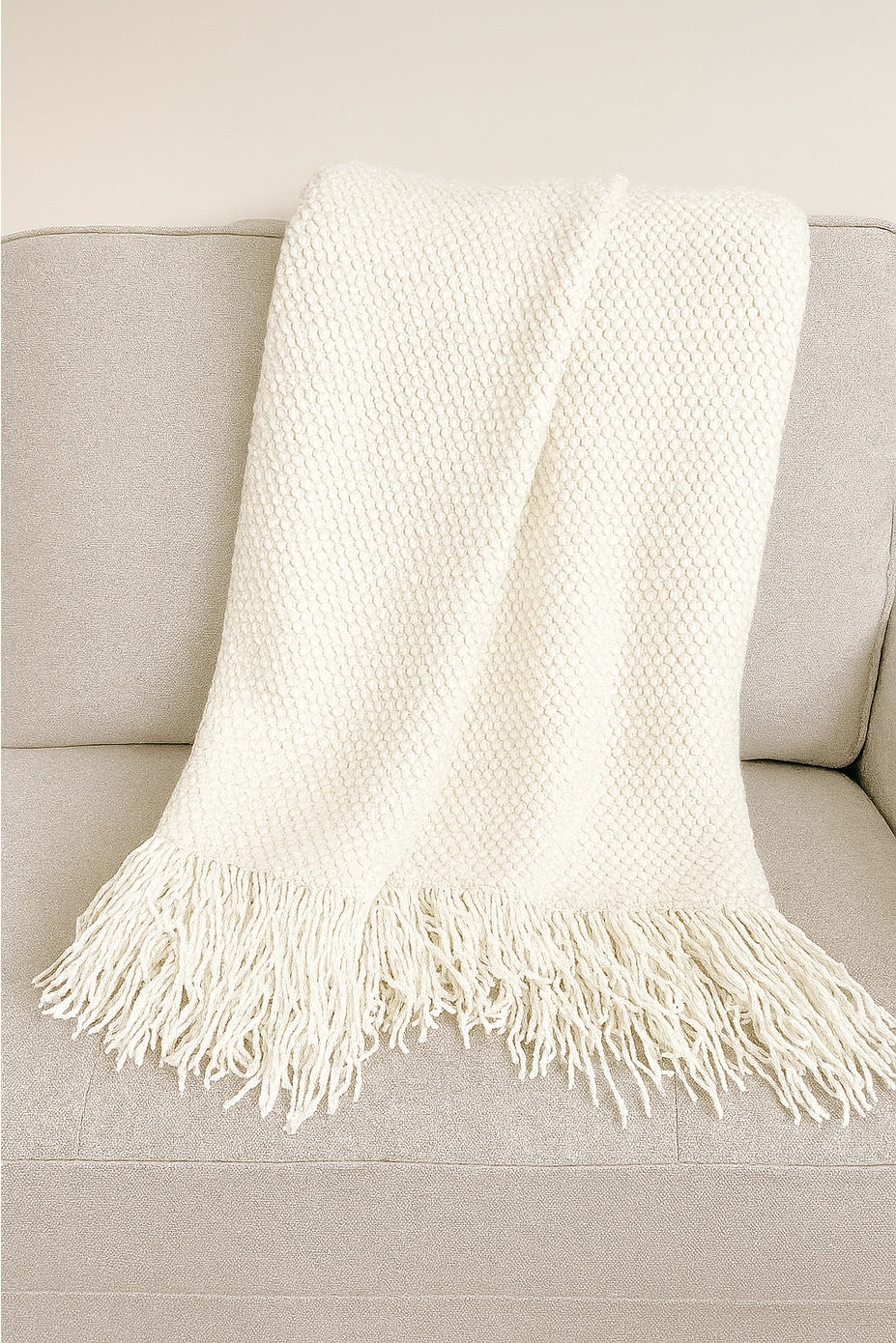 Knit Textured 50" x 60" Throw Blanket with Fringe (Multiple Colors)